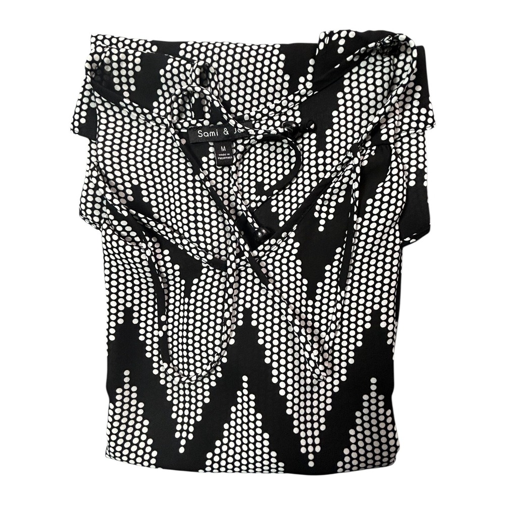 Sami & Jo Tank Top Womens Size M Black and White Blouse Lightweight Relaxed Fit - Picture 7 of 10